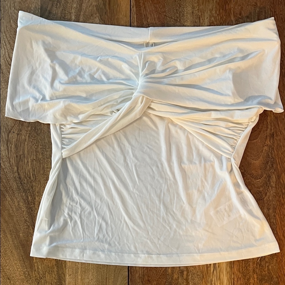 NWT Anthropologie Cream Off-Shoulder Blouse - Picture 2 of 4